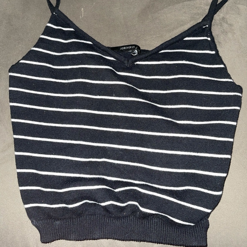 Striped small black & white forever 21 crop top